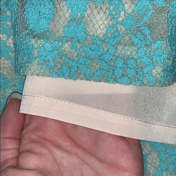 Forever 21 Teal Blue Lace Long Sleeve Dress XS - Picture 7 of 7